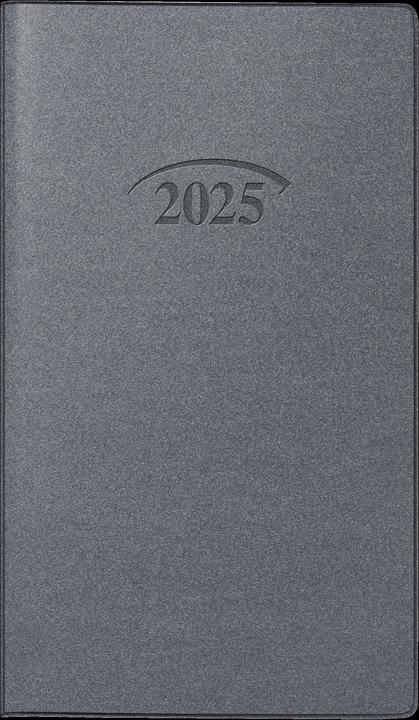 Actual product image Pocket calendar 751 8,7x15,3cm 1 month/2 pages plastic cover silver coloured 2025 (German, Italian, French, English)