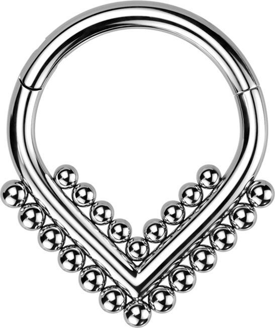 Produktbild Star Piercing Micro Segmentring klappbar Winkel silber mit Kugeln (ohne Messing, Titan G23)