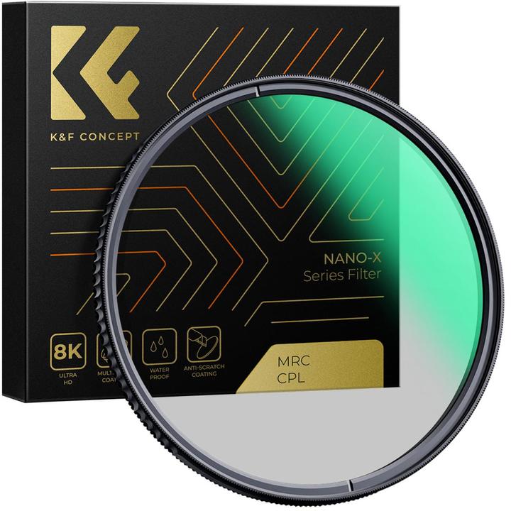 Produktbild K&F Concept 52MM CPL Filter Super Slim Circular Polarizing Filter with 28 Layer Green Coated, HD, Waterproof, An (52 mm, Polarisationsfilter)