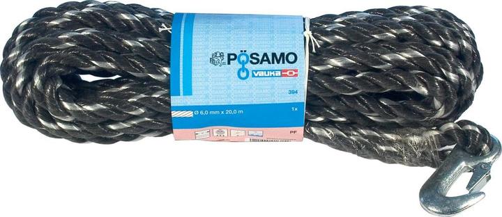 Produktbild Magni PP-Seil gedr. schw/weiss 14,0mmx10m Docke m.Hacken (10 m)