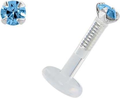 Bijouteria Piercing für Lippe/Tragus (Bioplast, Silber 925, Premium Kristall)