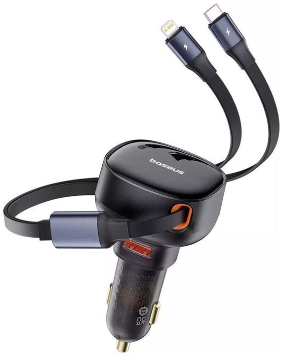 Image du produit Baseus Chargeur de voiture Enjoyment USB avec câble USB-C et Lightning 60W (noir)
