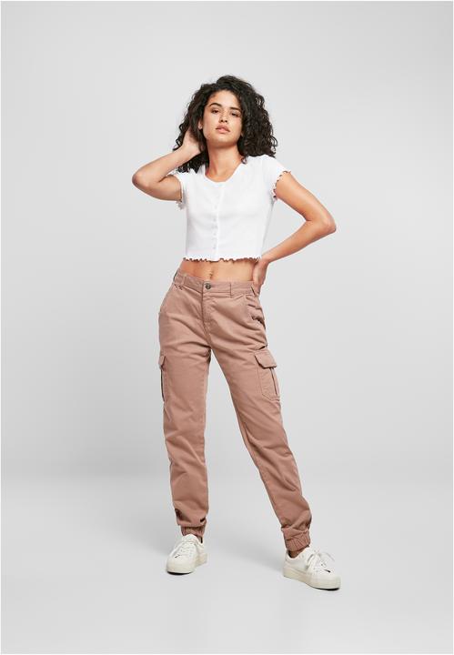 Actual product image Urban Classics Ladies Cropped Button Up Rib Tee (4XL)