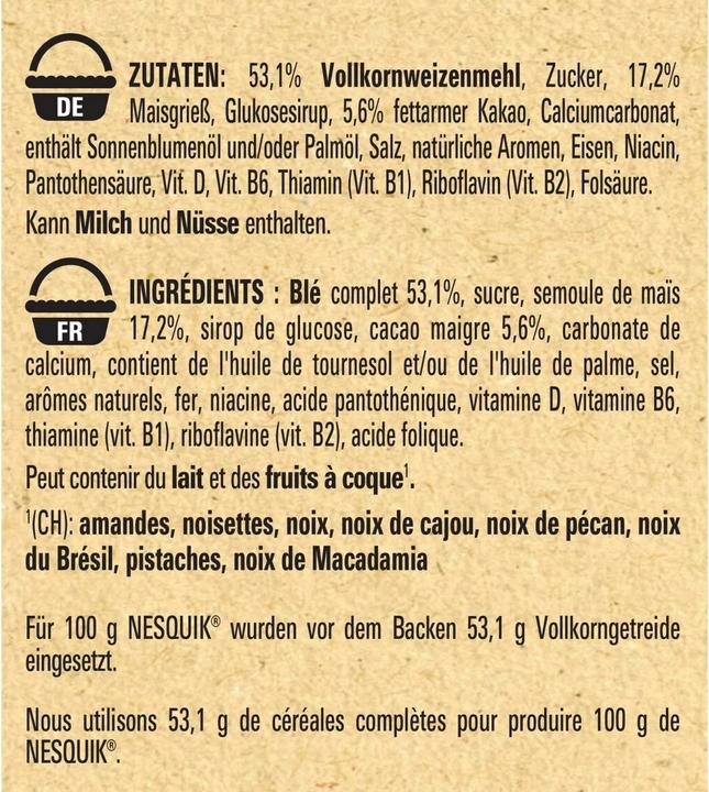Nutritional values and ingredients Nesquik Cereals (375 g)