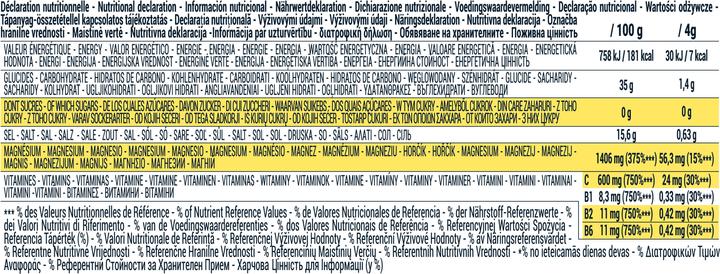 Valeurs nutritives et ingrédients Aptonia elec tab v2 x20 326861 (Citron, 1 pcs, 80 g)