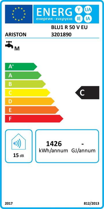 Etichetta energetica Ariston BLU1 R 50 V Verticale Boiler Sistema per caldaia singola Blu, Bianco