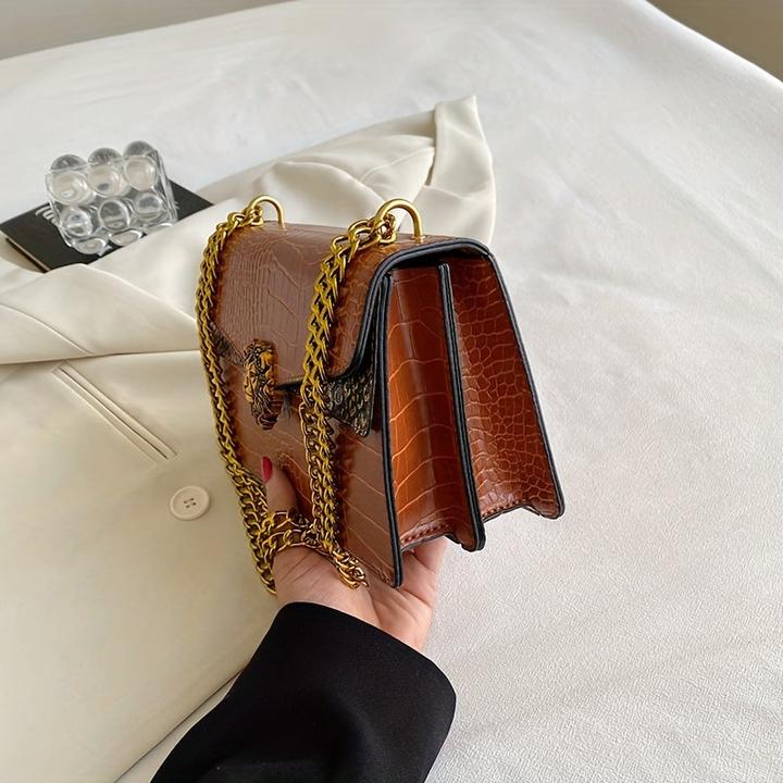 Immagine prodotto Only-Bags.Store Mini borsa a tracolla quadrata dal design classico di nicchia, con patta alla moda e catena con