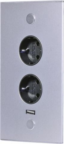 Thebo Elemento di presa ad angolo RIVA 2f, 1 porta USB, acciaio inox, 2m