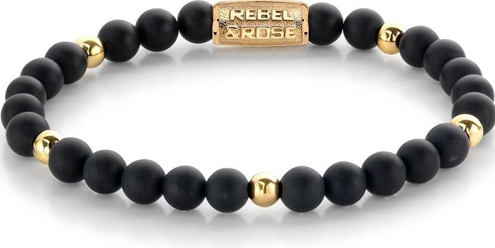 Rebel & Rose Armband Matt Black Madonna RR-60078-G-M Unisex (17.50 cm, Achat, Edelstein)