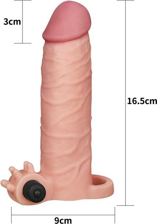Actual product image Lovetoy Penis Sheath with Vibrator Pleasure X-Tender +50mm