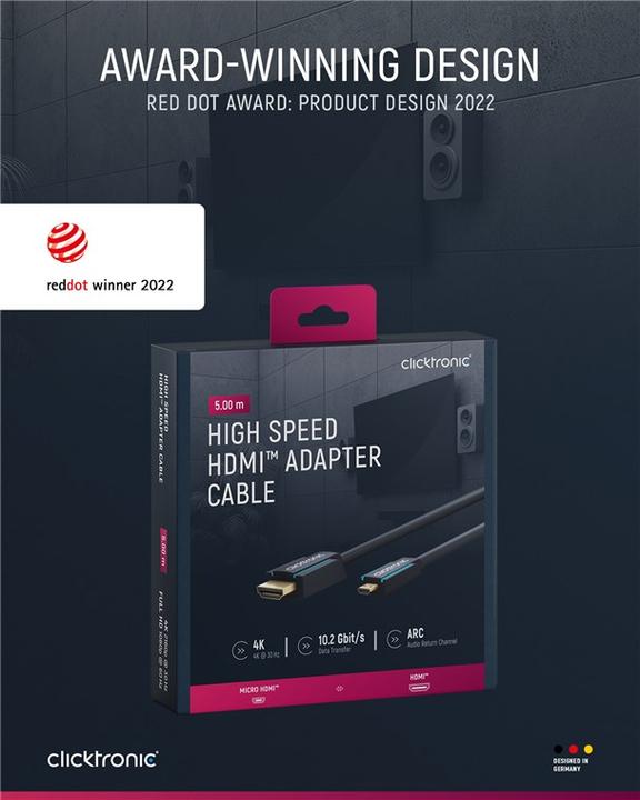 Produktbild clicktronic micro HDMI (Typ D) — HDMI (Typ A) (5 m, HDMI)