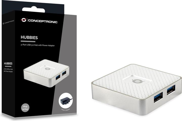 Productafbeelding Conceptronic USB-hub 4-poorts 3.0 ->4x3.0 w.voeding ws (USB-C, 4 Havens)