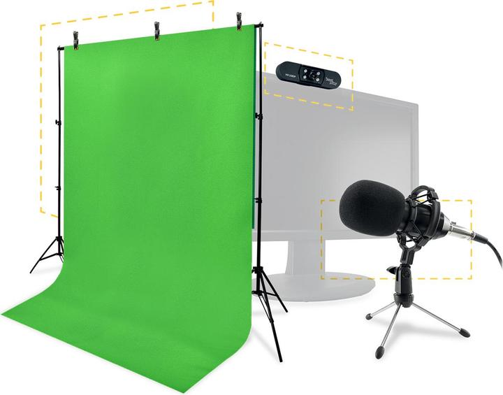 Image du produit Steelplay Pro HD Streamers 4 in 1 Pack micro + webcam + greenscreen + trépieds (2 Mpx)