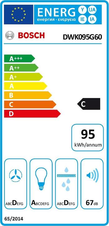Label énergétique Bosch Hausgeräte DWK095G60 (Hotte murale)