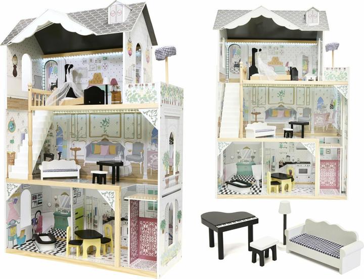 Produktbild Ikonka MDF-Puppenhaus aus Holz + Möbel 122cm XXL LED