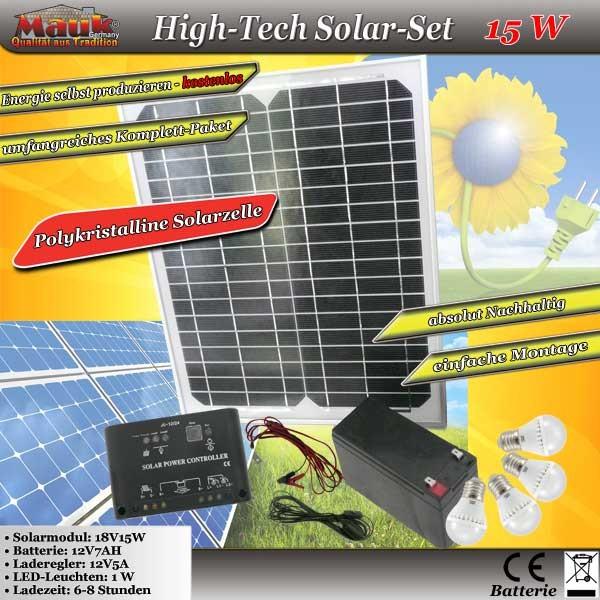 Produktbild IHP Mauk High-Tech Solar-Set 15 W mit Klickschaltern (15 W)