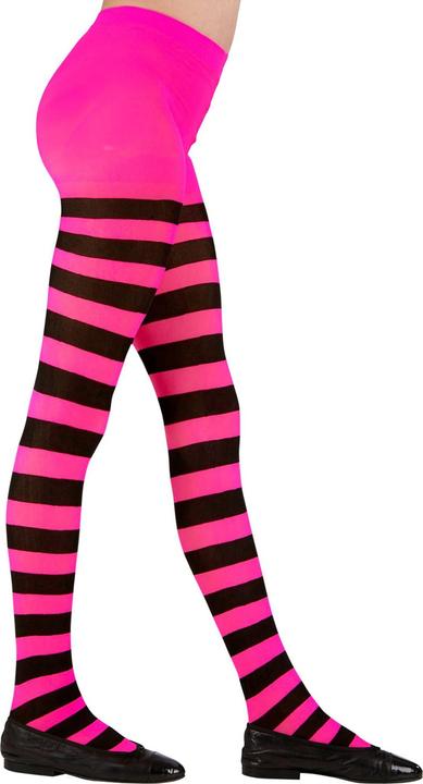 Widmann Kinder-Strumpfhose schwarz-pink-gestreift