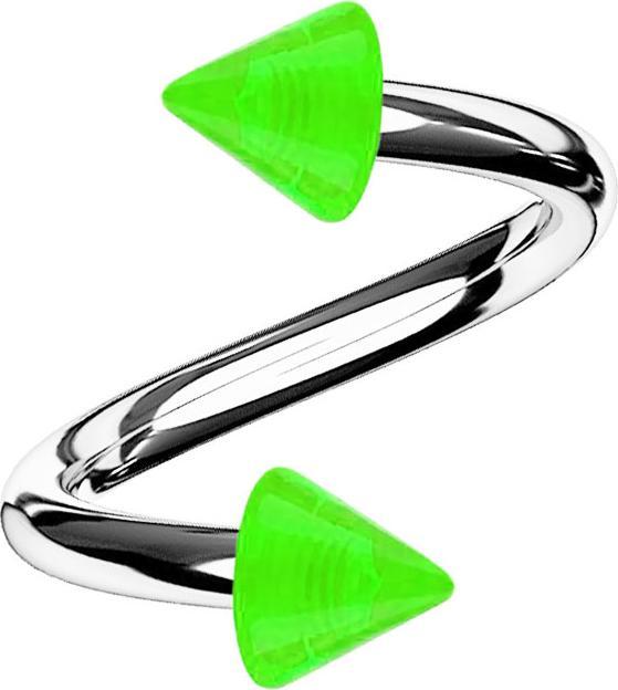Immagine prodotto Star Piercing Micro Spirale silber mit zwei Cones grün transparent (senza ottone, Acciaio chirurgico 316L, Acrilico)