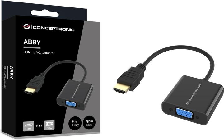 Immagine prodotto Conceptronic Adattatore HDMI -> VGA 1080P 60Hz 0,25m bw (HDMI, 25 cm)