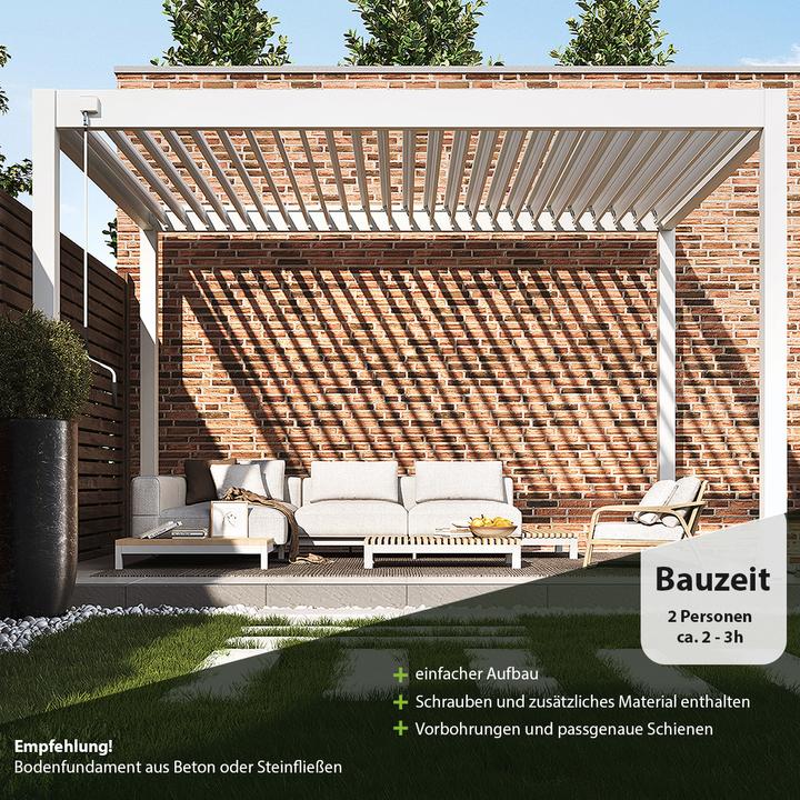 Produktbild Weide Classic | Aluminium Pavillon | 3 x 4 M | Lamellendach weiss | Pergola freistehend (300 cm, 400 cm)