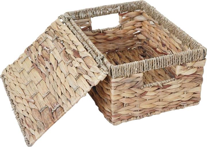 Actual product image Swisshandel24 Set of 3 Storage Box, Chest Box with Lid, Water Hyacinth natural colour