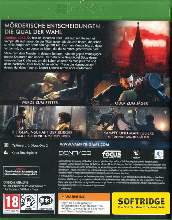 Immagine prodotto Focus Home Interactive Vampyr (Xbox One X, Xbox Series X, DE)