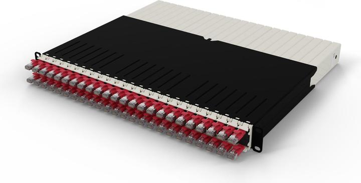 PATCHBOX one / 8RU / Cat 6A, STP, 0.8 m, rouge (STP, CAT6a, 0.80 m)