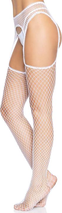Produktbild Leg Avenue Netzstrümpfe mit Strumpfhalter Weiss (One Size)