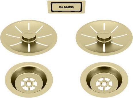 Actual product image Blanco Satin gold drain and overflow set for double basin (Sink accessories)