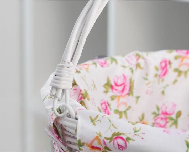 Actual product image Kesper Bicycle accessory OEM Willow basket with printing fabric FSBKT-037-1 white