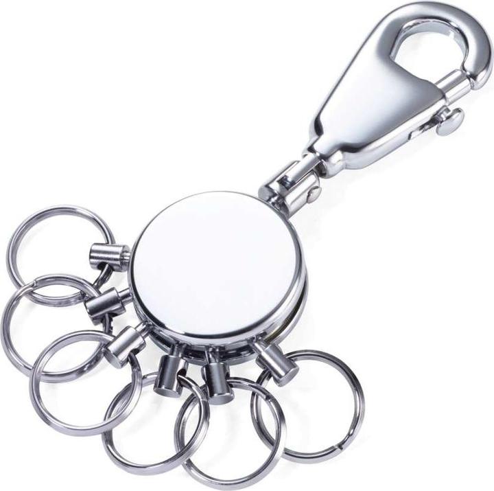 Troika PATENT key holder round incl. 6 detachable rings, glossy grey