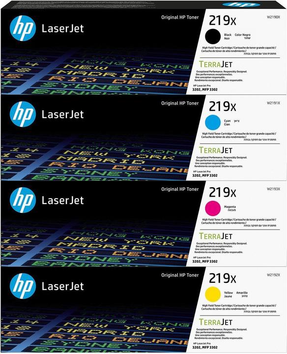 Energie-Label HP 4x Original Toner 219X Color LaserJet Pro 3202 dn dwe MFP 3302 fnd fdw Set