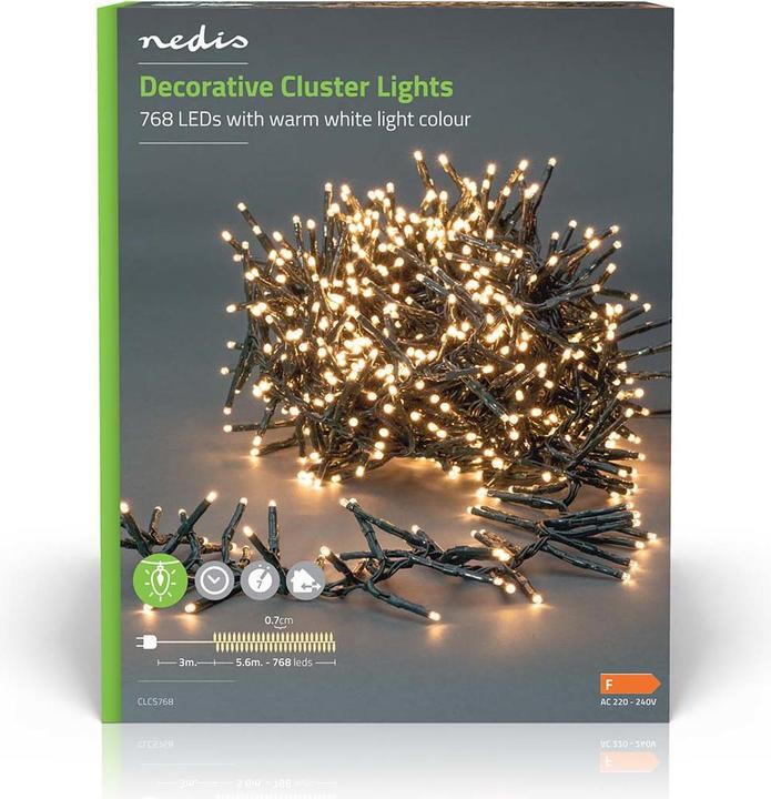 Produktbild Nedis Dekorative Lichter | Cluster | 768 LED's Warmweiss | 5.60 m | Lichteffekte: 7 | Innen- und Aus (8.60 m)