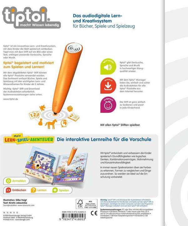 Actual product image tiptoi Vorschulwissen (German, Silke Voigt, Kirstin Jebautzke, 2016)