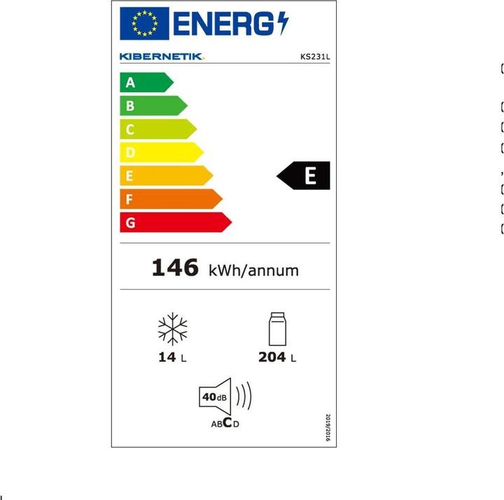 Energie-Label Kibernetik Ks231l (218 l)