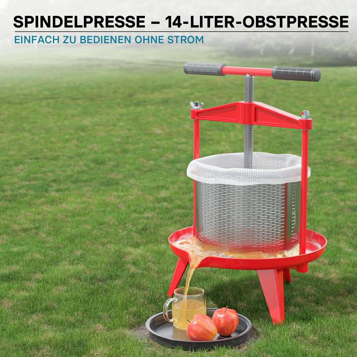 Produktbild Wiltec Spindelpresse Edelstahl 14L Obstpresse Beerenpresse Saftpresse Weinpresse (EU-Stecker)