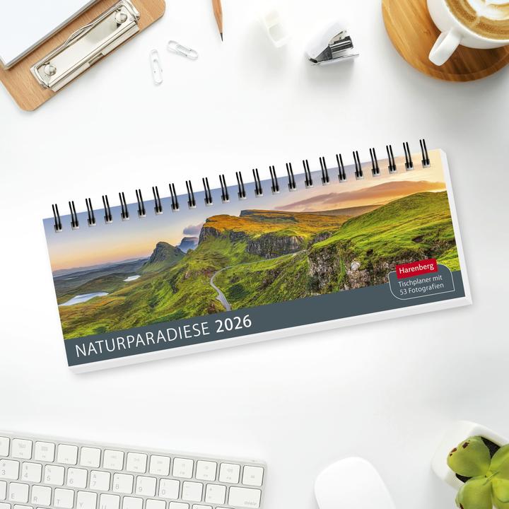Produktbild Harenberg Naturparadiese Premium-Tischplaner 2026 - Wochenkalender mit 53 Fotografien (Harter Einband, Deutsch)