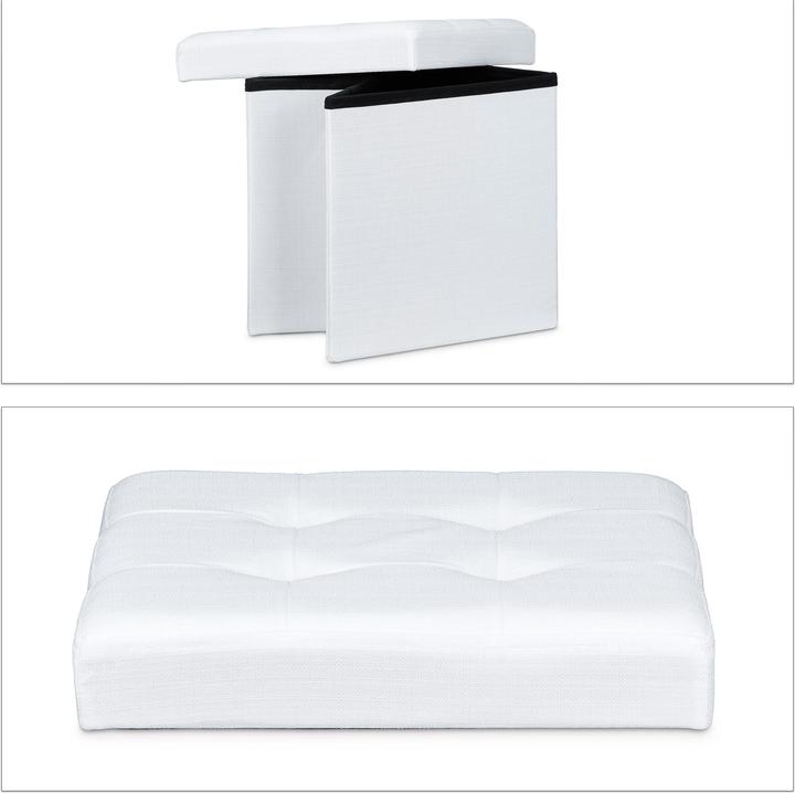Image du produit Relaxdays Tabouret pliant rangement lin