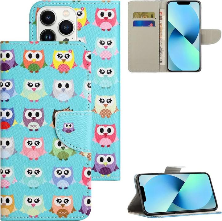 Produktbild Ueli Express iPhone 15 Pro Max Buch Etui Tasche mit Kartenfach Eulen (Apple iPhone 15 Pro Max)