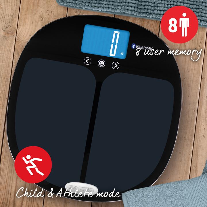 Actual product image Salter 9192 BK3R Curve Bluetooth Smart Analyser Bathroom Scale black (180 kg)