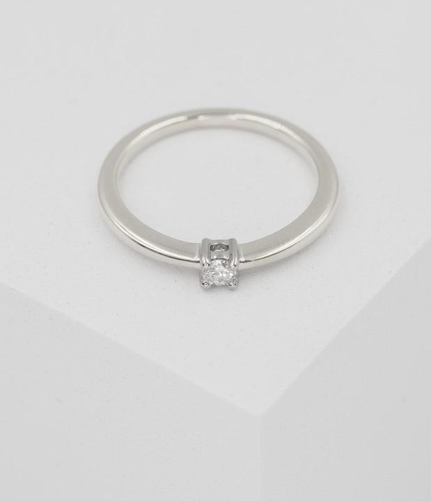 Produktbild Muau Solitaire ring 4-handle setting white gold 750, diamond 0.10ct. (54, 950 Platin)
