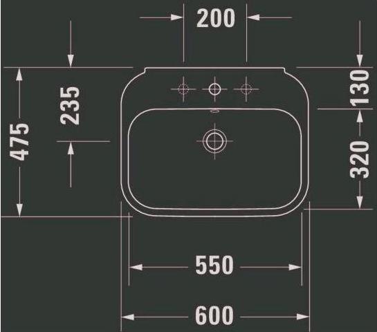 Produktbild Duravit Waschtisch Happy D.2 60 cm wei 2316600000 (4750 mm, 600 mm)