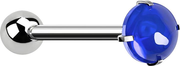 Star Piercing Barbell silber mit Kugel und Cabochon blau gefasst (ohne Messing, Chirurgenstahl 316L)