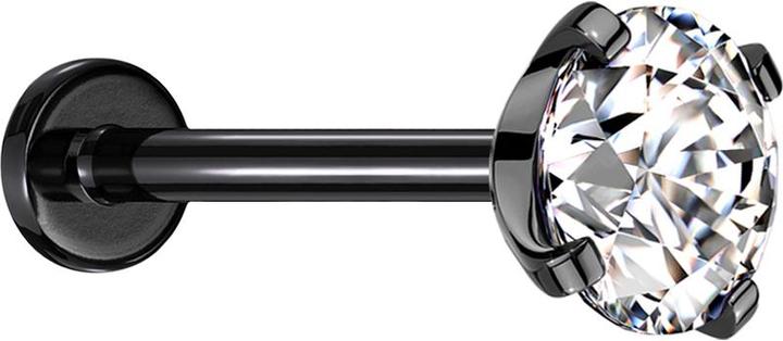 Immagine prodotto Star Piercing Labret Micro Threadless nero con set di cristalli d'argento (senza ottone)