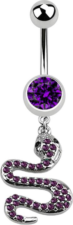 Star Piercing Banane silber mit Anhänger Schlange violett (Chirurgenstahl 316L, ohne Messing)