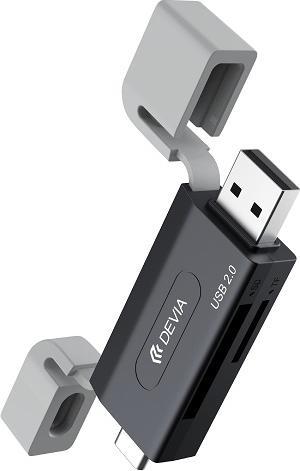 Devia Kartenleser 2in1 EL239 USB/USB-C 2.0 schwarz (USB 2.0)
