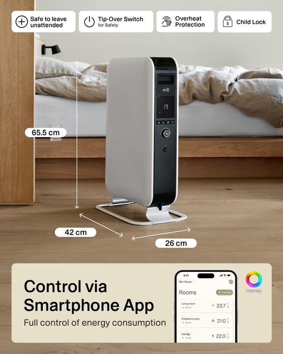 Image du produit Mill Gentle Air WiFi oil filled radiator - 2000W (2000 W)