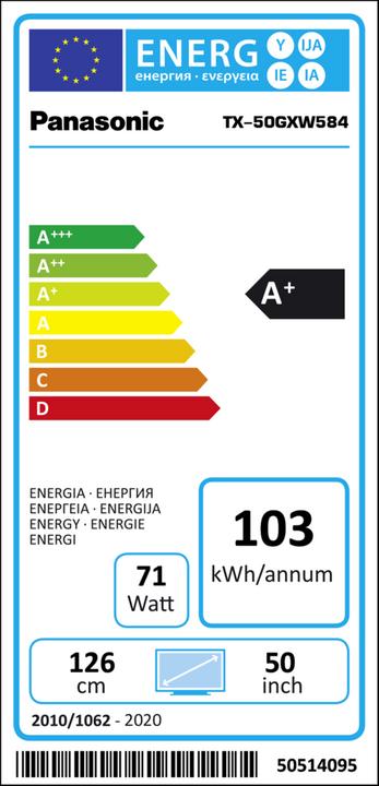 Energie-Label Panasonic TX-50GXW584 (50", LCD, 4K)
