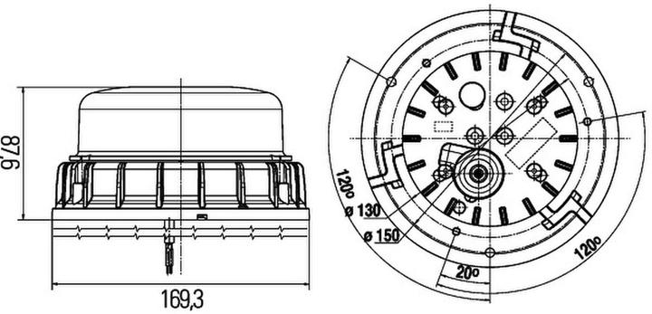 Immagine prodotto Hella Lampeggiante K-LED 2.0 ambra montato in superficie per MERCEDES SOMMER LIEBHERR