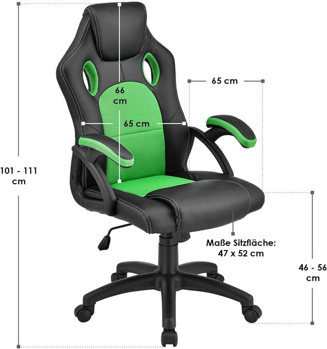 Image du produit Juskys Chaise de bureau Racing